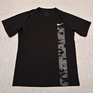Nike Pro Dri-FIT Short Sleeve Fitted Shirt Mens XL Black Camo Stripe Performance